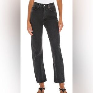Agolde 90’s Pinch Waist High Rise Straight Jeans in Black Tea